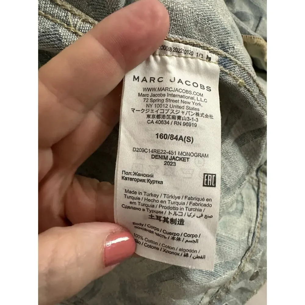 MARC JACOBS The Monogram Denim Jean Jacket Oversized Bomber Baggy - Sz Small - Picture 8 of 9